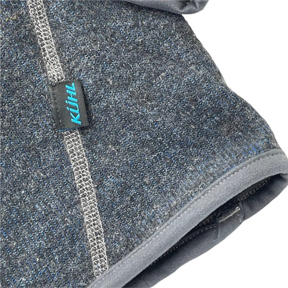 Kuhl Pullover Mens Large Brown Blue Heather Chianti Fleece Thumbholes Wool Blend - Picture 3 of 12